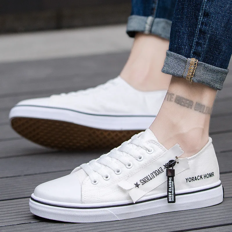 

COUPLE'S 2019 Spring And Summer New Style Classic Low Top Canvas Skate Shoes Men And Women White Shoes College Style Casual Fash