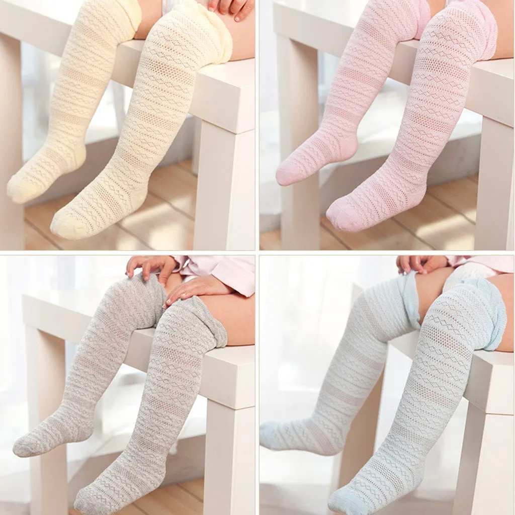 Для новорожденных для малышей чулки и колготки девочек Однотонные кружевные