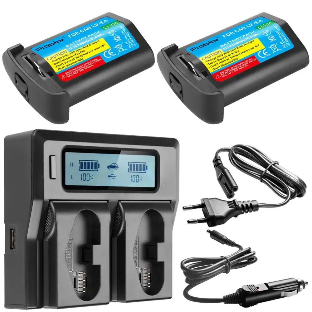 2BatteryWithCharger 3300 мАч LP-E4 LP E4 LP-E4N батарея камеры+ ЖК быстрое зарядное устройство для Canon EOS 1D Mark III, EOS-1D Mark IV, EOS 1Ds Mark III - Цвет: 2BatteryWithCharger