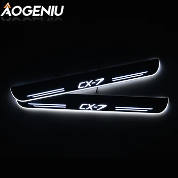 

LED Door Sill Acrylic Scuff Plate Protector Compatible For MAZDA CX-7 ER 2007-2013 Moving Light Car Interior Sticker Accessories
