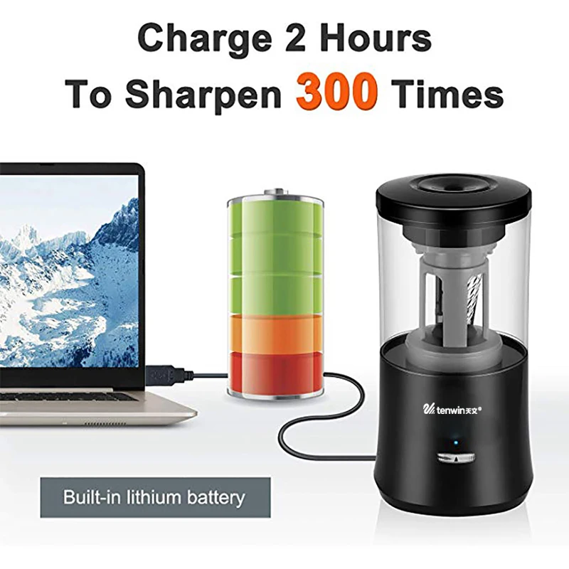 - Tenwin Electric Automatic Pencil Sharpener Heavy Duty Usb Mechanical For Kids School Stationery Office And Stationery Home Suppl