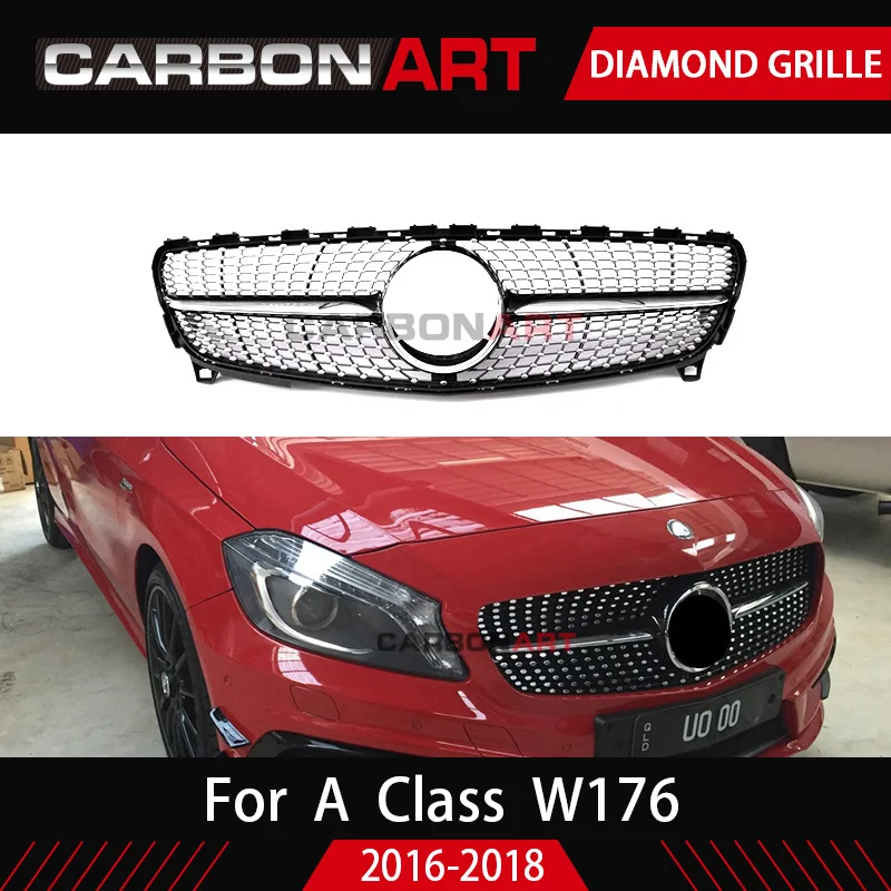 W176 Алмазная Передняя решетка для mecedes w176 A class A180 A200 A260 A45 автозапчасти 2016 2018 сетка