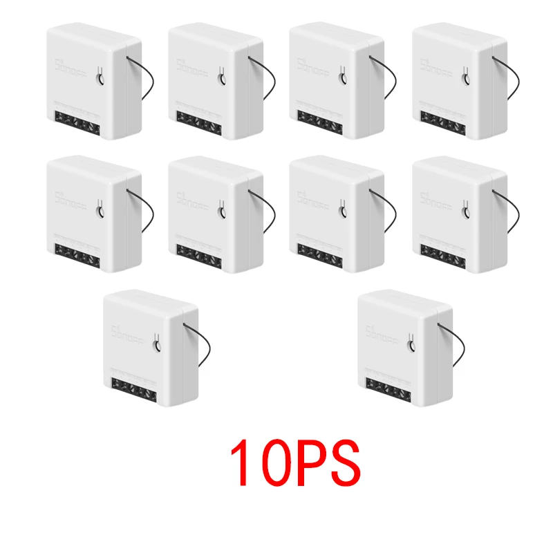 10PC Sonoff мини двухсторонний умный переключатель маленький корпус пульт дистанционного управления Wifi переключатель Поддержка внешнего переключателя работа с Alexa Google Home - Цвет: 10PC