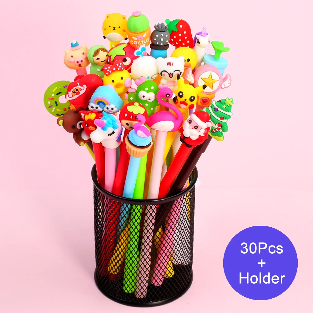 30 шт./компл. Rainbow Kawaii Милая гелевая ручка Кактус Единорог женская школьная