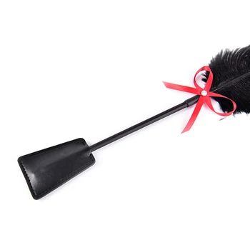 Bdsm Feather Tickled Whip Bondage Erotic Punish Fetish Leather Spanking Paddle Play Flogger For Lover Riding Crop Pony Sex Toys 6
