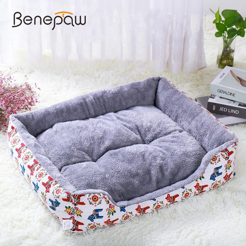 

Benepaw Fashion Soft Durable Pet Beds For Small Medium Large Dogs Autumn Winter Comfortable Puppy Bed House Removable 5 Colors