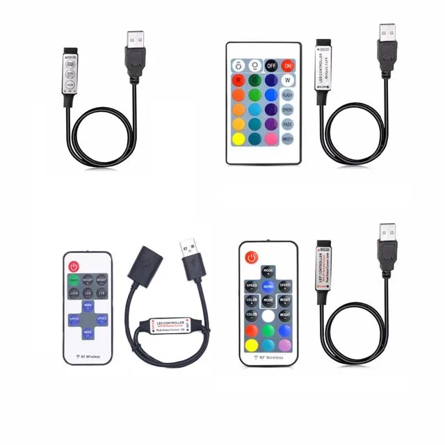 

DC 5V 12V 24V LED REMOTE CONTROLLER USB RGB MAGIC HOME USB RF RGB REMOTE CONTROLLER LED STRIP LIGHTS 3 11 17 24 KEYS WIRELESS