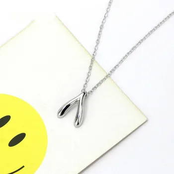 

S925 Silver Wishing Bone Necklace Female Clavicle Chain Fashion Simple Niche Letter Pendant Y Word Accessories Jewelry