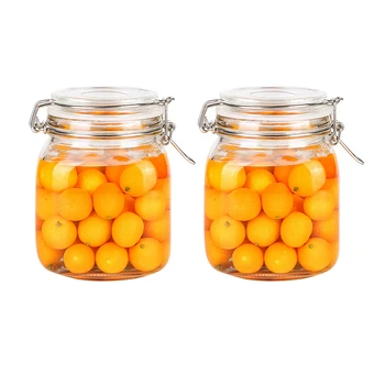 

2Pcs 1000ML Square Through Storage Tank Glass Sealed Storage Jar Can Food Container