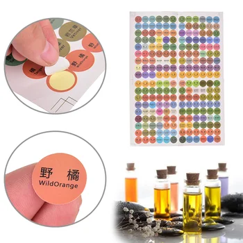 

1 Sheet Adhesive Round Paper Sticker Labels Printed Essential Oil Bottles Cap Lid Labels Round Circle Stickers Colorful