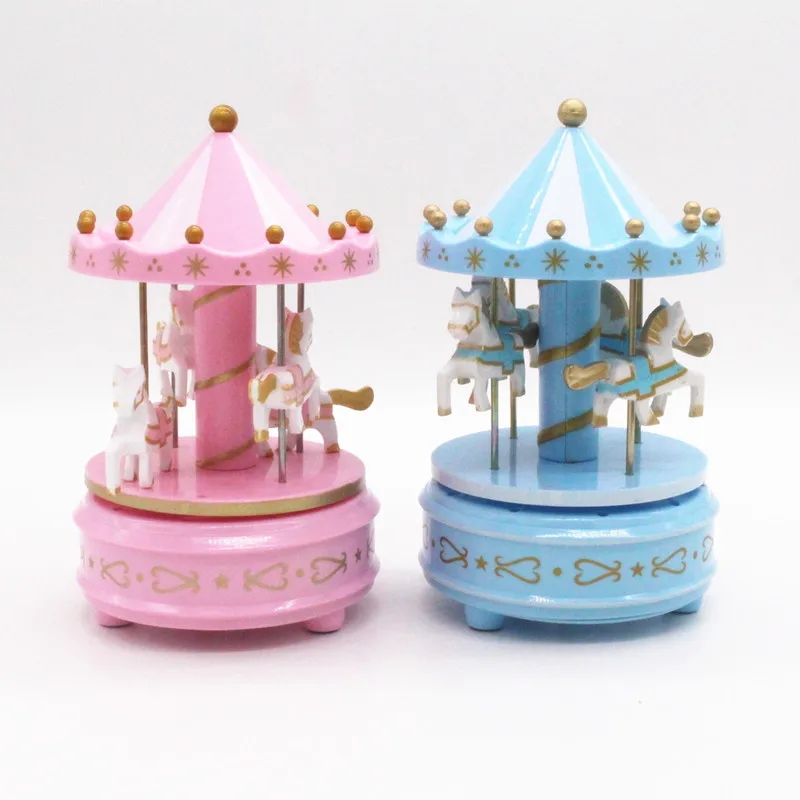 Luxury Creative Carousel Music Box Luminous Rotating 4-Horse Melody Birthday Christmas Festival Gift HFing | Дом и сад