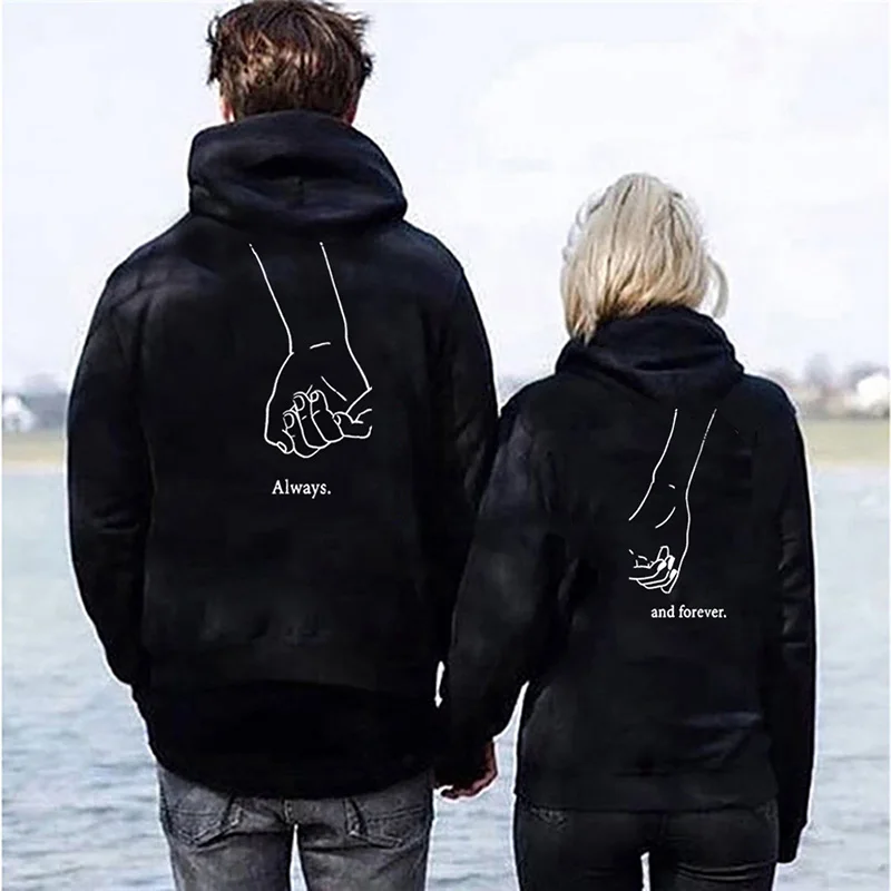 

Hand in Hand Always Forever Couple Hoodies Women Men Sweatshirt Lovers Couples Hoodies Casual Pullovers Gift