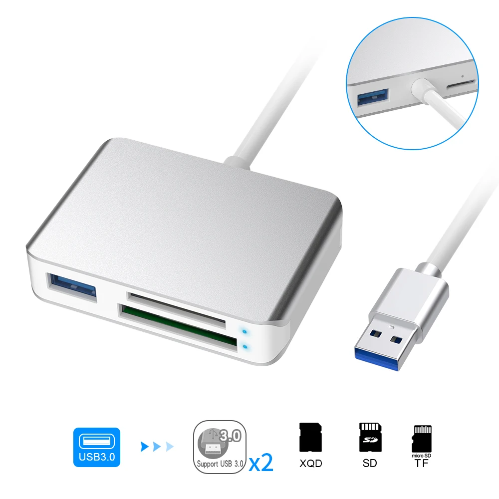 Rocketek USB 3,0 XQD SD/TF Micro SD устройство для чтения карт памяти Высокоскоростная передача sony серии M/G для Windows/Mac OS компьютера