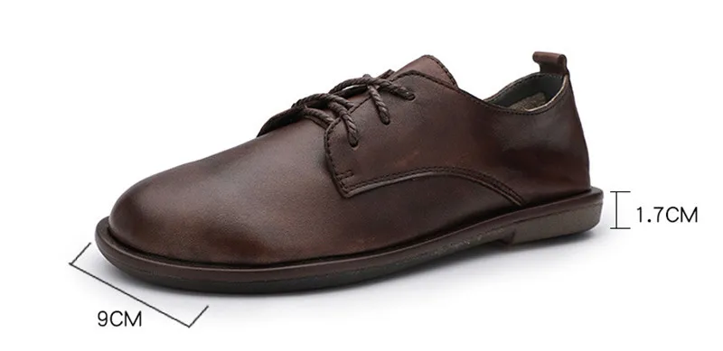 New British Women Flats Round Toe Genuine Leather Oxford Shoes For Woman Casual Loafer Lace Up Handmade Oxford Female Shoes Flat (3)
