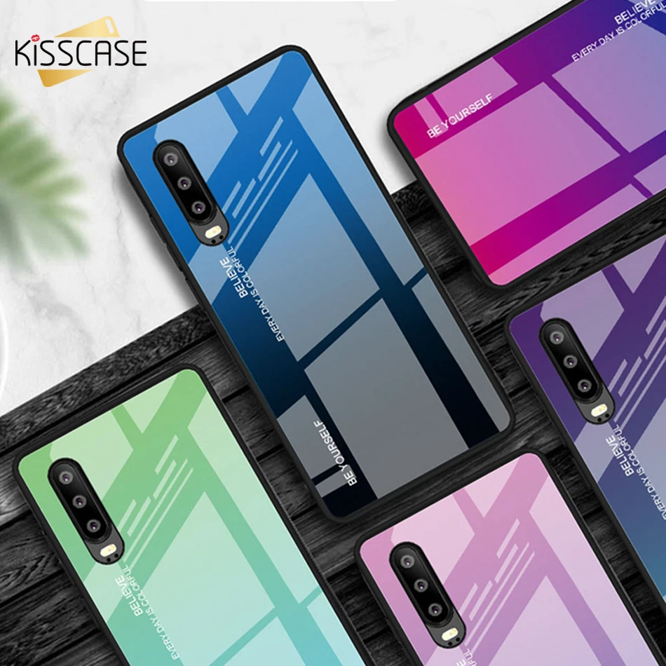 

KISSCASE Phone Case For Huawei P30 Lite P30 Pro P20 Lite P20 Pro Gradient Tempered Glass Case For Huawei Honor 10 Lite 9 Lite 8X