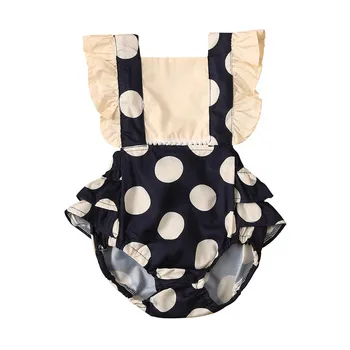 

Newborn Baby Flying Sleeve Polka Dot Printed Romper Romper Hot Sale Exquisite Stitching Fashion Flying Sleeve Dot Printed S4