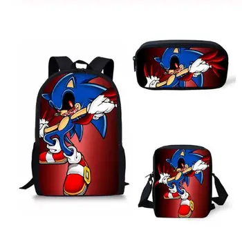 

Sonic The Hedgehog Print School Backpack for Girls Boys 3pcs/set School Bags Kids Schoolbag Back Packs Children Book Bag