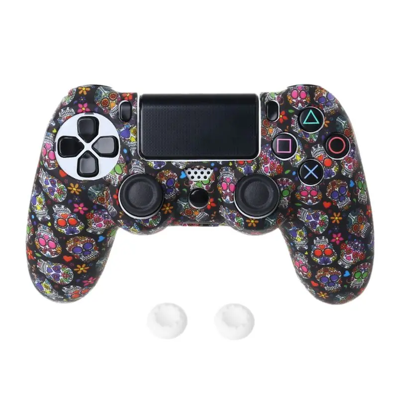 

1Set Star Skull Case Silicone Protective Cover with Joystick Cap for PS4 Handle