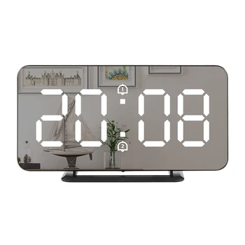 

Dual USB Digital LED Clock Snooze Mirror Alarm Clock Night Mode Thermometer LED Desktop Digital Clocks