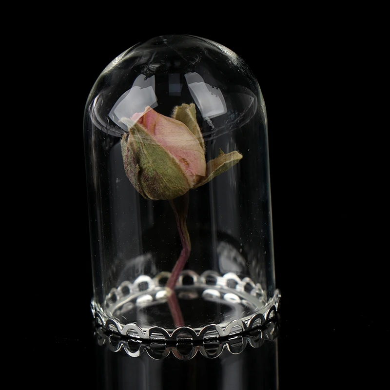 1Pc 1:12 Dollhouse Miniature Decor Flower Display Glass Display Bell Jar with Base Dollhouse Decoration Accessories 5
