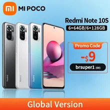 Global Version Xiaomi Redmi Note 10S 6GB 64GB/128GB Smartphone 10 S 64MP Quad Camera Helio G95 AMOLED DotDisplay 33W Fast Charge
