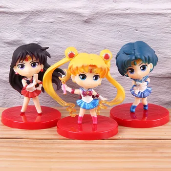 

Qposket Sailor Moon Action Figure Sailor Mars Mercury Mizuno Ami Hino Rei Tsukino Usagi PVC Collection Model Toy 3pcs/set