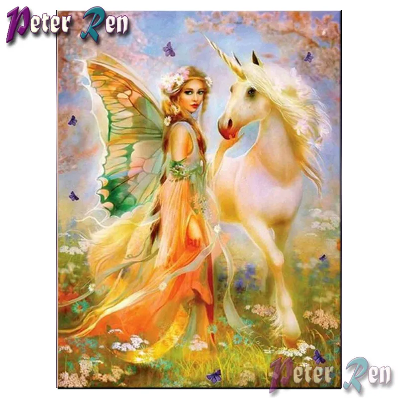 

5d Diamond Painting Cross Stitch Butterfly fairy unicorn in the garden full Square\Round Embroidery Rhinestone Girl decoration