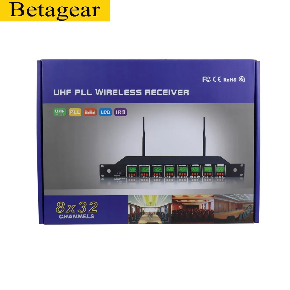 Betagear 8*32 канал частоты uhf беспроводной микрофон для профессионального аудио Беспроводная система производительность dj аудио 8 uhf приемник микрофон