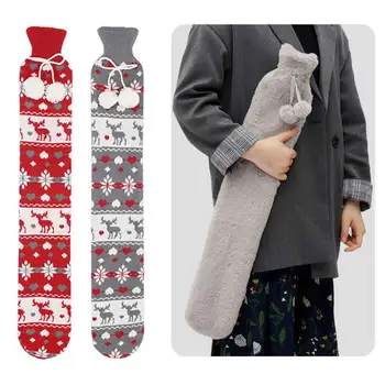 

New Long Water Injection Rubber Hot Water Bottle Warm Water Bag Warm Handbag Christmas Gift Hot Water Bottle With Cloth Cover