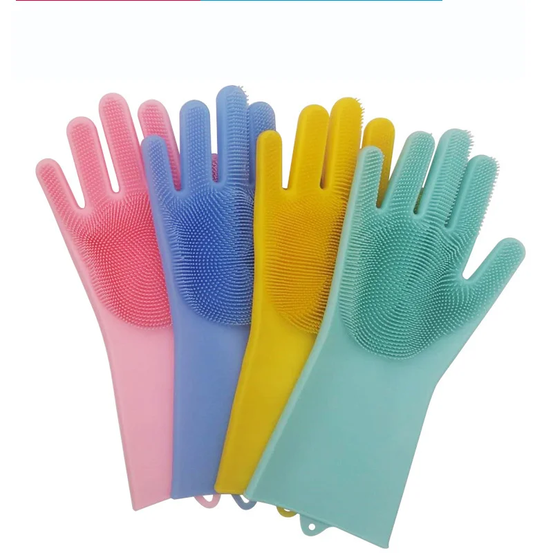 

Kitchen Tools Silicone Magic Scrubber Rubber Cleaning Gloves Eco-Friendly Cleaning Sponge Dishwashing Brushs Household Gloves