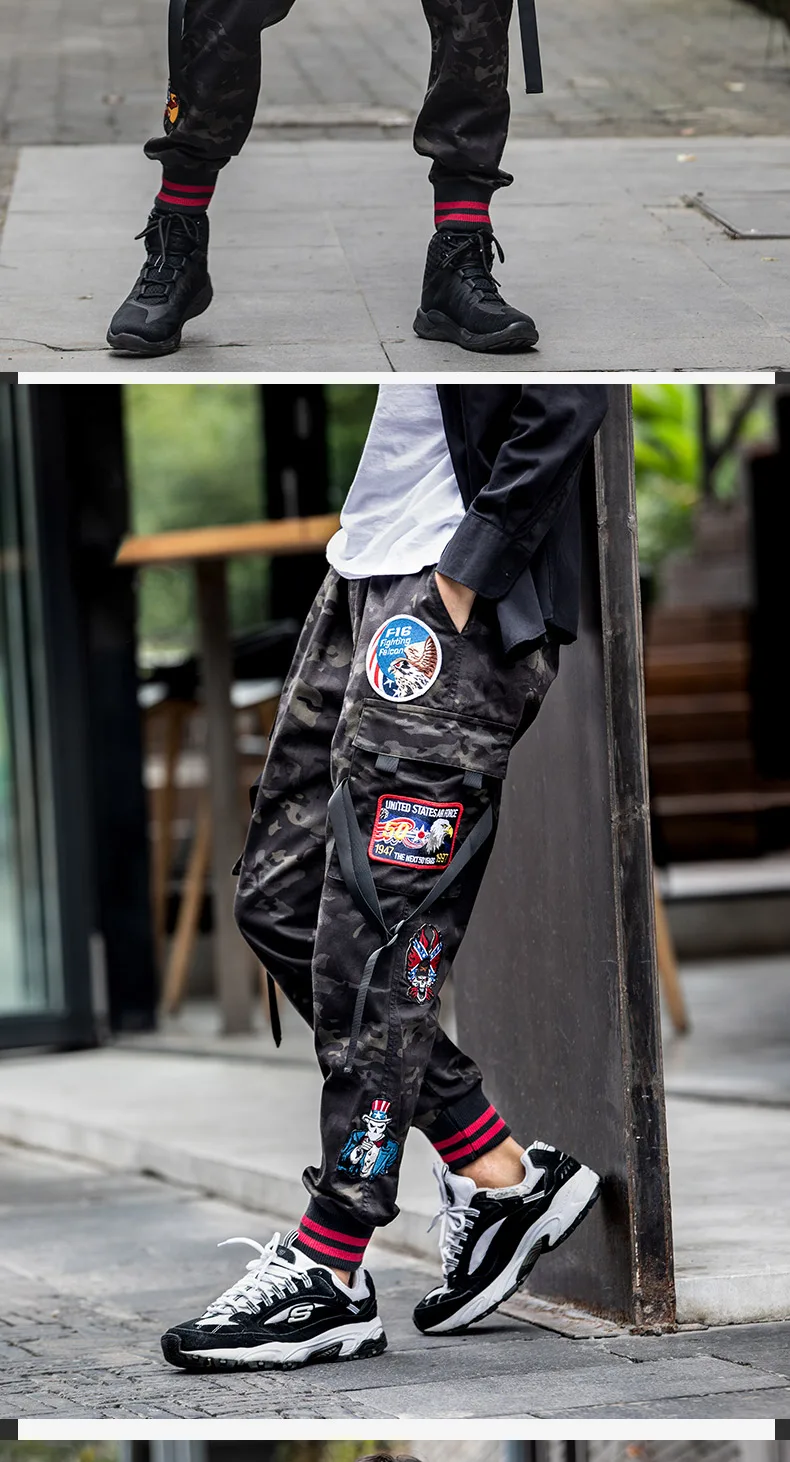 Men Beam Mouth Pants Elastic Trousers Autumn Military Camouflage Trousers Jogger And Leisure Training tactical overalls
