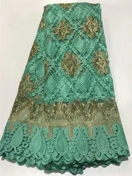 

Nigerian Lace Latest African Lace 2020Bridal Lace Fabric green color African High Quality Rhinestones Lace Fabric 5Yards/Lot FTS