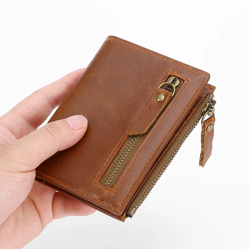 

Man wallet oil wax leather multi-function anti-theft rfid wallet