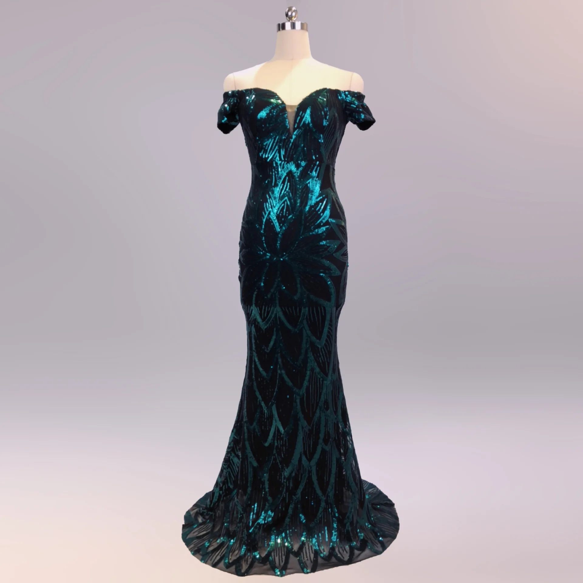 Sexy Prom Dresses Long Cheap V-neck Off the shoulder Black with Gold Embroidery Mermaid Prom Dress Vestido De Festa ES2848