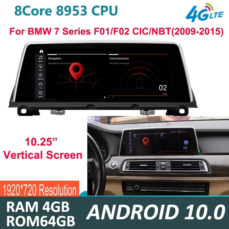 10.25“ Vertical Screen Android 10 8 Core stand UP GPS Navigation Multimedia Player Car Radio For BMW 7 series F01 F02 2009-2015 |
