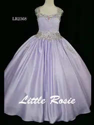 Милое Фиолетовое Атласное платье с цветочным узором и бусинами для девочек нарядные платья для девочек праздничное платье для дня