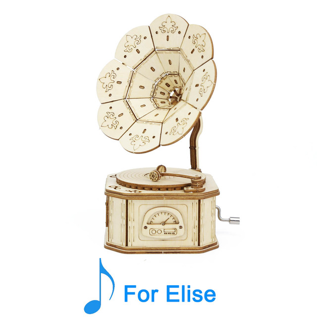 Wooden Music Box DIY Mechanism Assembly Model Building Kit 3D Puzzle Desk Decoration Birthday Gift