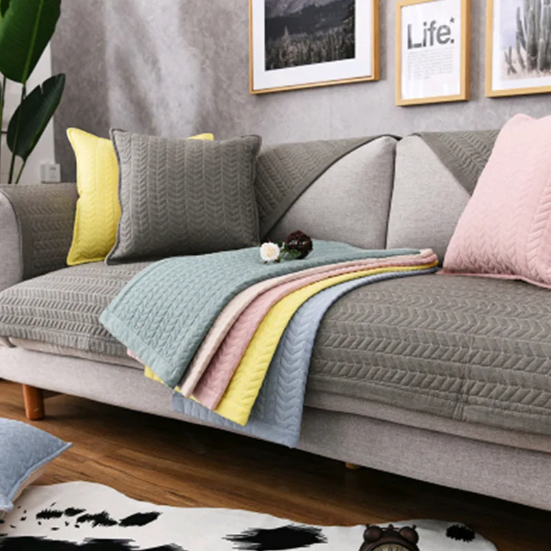 

Modern Solid Color Sofa Cover 100% Cotton Couch Cover Non-slip Sofa Towel Four Seasons Universal Sofa Covers For Living Room