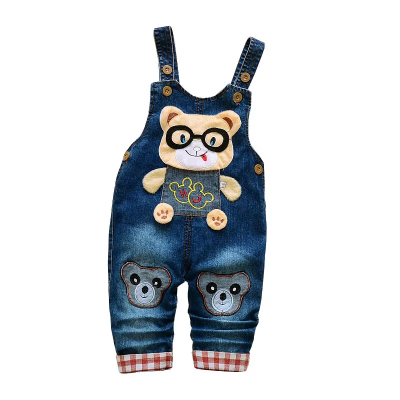 Spring Fashion Leisure Pant for Baby Girls Bib Pants Children Denim Overall Trousers Kids Cartoon Infant Jean baby trousers baby leggings kids denim jeans