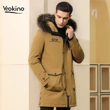 Модная популярная зимняя теплая Мужская Щука пальто Мужская Высококачественная тонкая длинная пуховая куртка с капюшоном Новая продукция Update-M-3XL