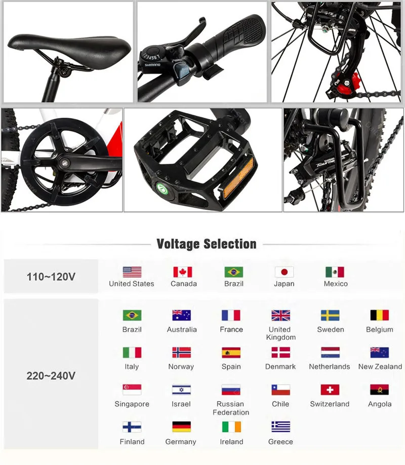 26'' Powerful Electric Bicycle 2 Wheels Electric Bicycles 36V SAMEBIKE SH26 Mountain Smart Electric Bikes Adults Max Range 70KM (15)