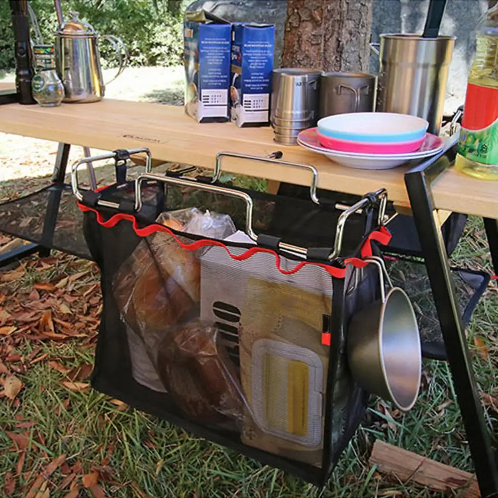 Outdoor Picnic Camping Barbecue Portable Utensils Storage Mesh Bag Organizer_voghion.com