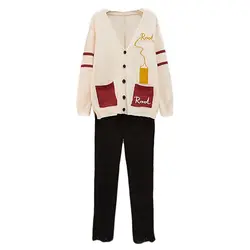 Большой плюс размер 4xl женский теплый Kint костюм кардиган свитер + джинсовый женский комплект 2 шт. куртка пальто соответствующий набор топ и