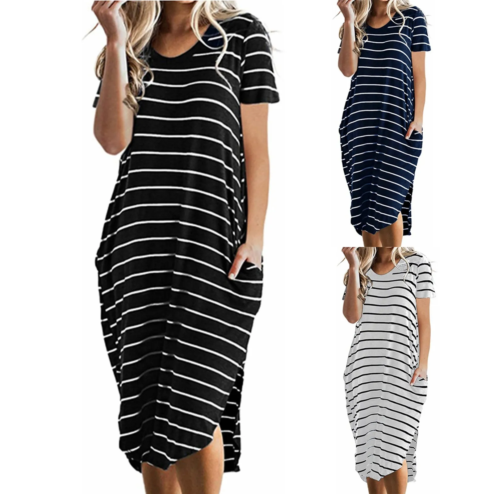 Women's Summer Fashion Casual Print O-Neck Sexy Short-Sleeved Dresses Casual Dress Strapless Off Shoulder Plus Size Vestido 1