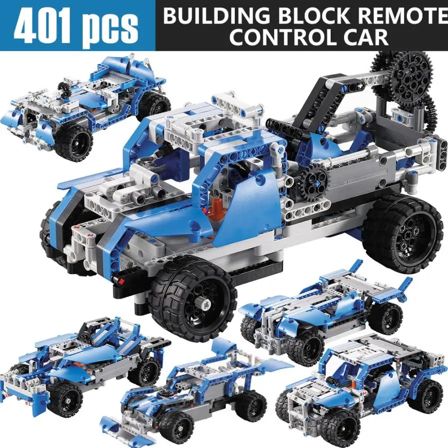 

401PCS DIY Kit R/C 10 in 1 Race Cars Building Bricks Radio Control Racing Toy For Remote Controls toys avion rc electrico W726