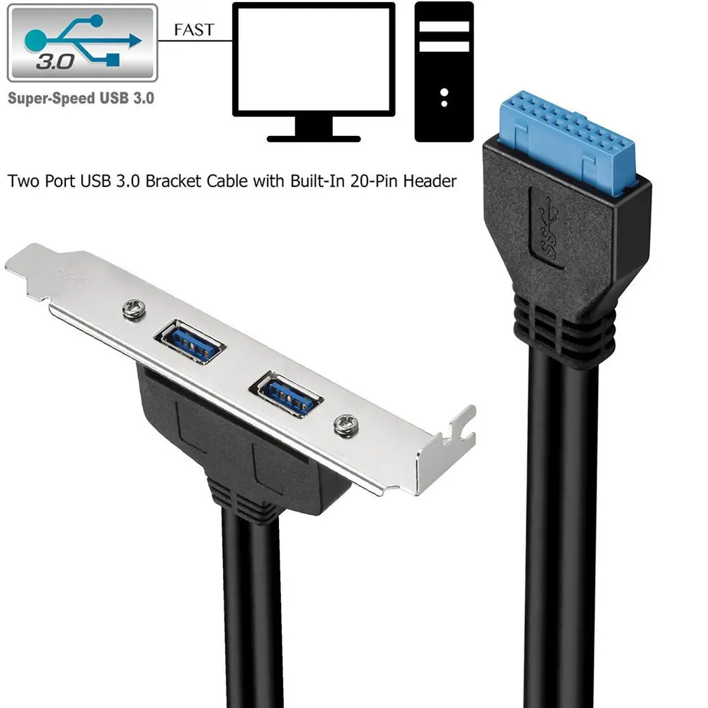 USB 3,0 обратно Панель скользящая Скоба для 20-контактный разъем кабеля 2-Порты и разъёмы супер-Скорость USB 3,0 5 ГБ/сек. USB 3,0 хост и устройство