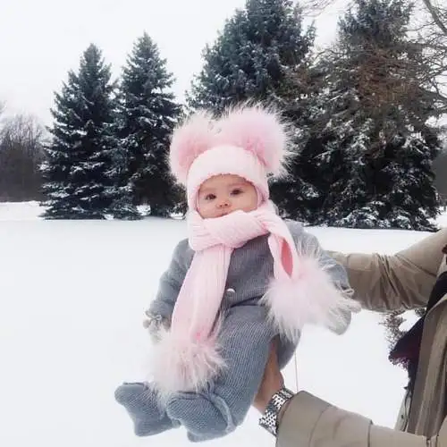Pudcoco, США, новая детская теплая Зимняя шерстяная вязаная шапочка мех помпоном с помпоном-кисточкой, шапка, зимняя теплая шапка, От 6 месяцев до 5 лет