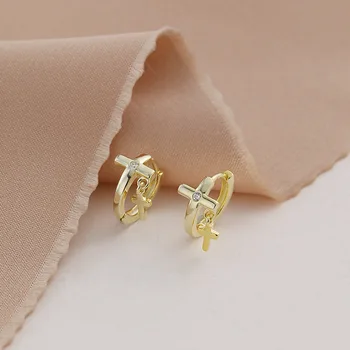 

925 Sterling Silver Earring Fashion zircon cross flower round Ear Ring Ear Bone Ear Buckle cute Wild Woman boy Girl Ear Jewel