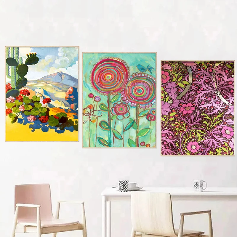 

GATYZTORY 3pc/Set Frame Oil Paint By Number Color Flower Picture By Number Hand Painted On Canvas Home Living Room Decor Paint