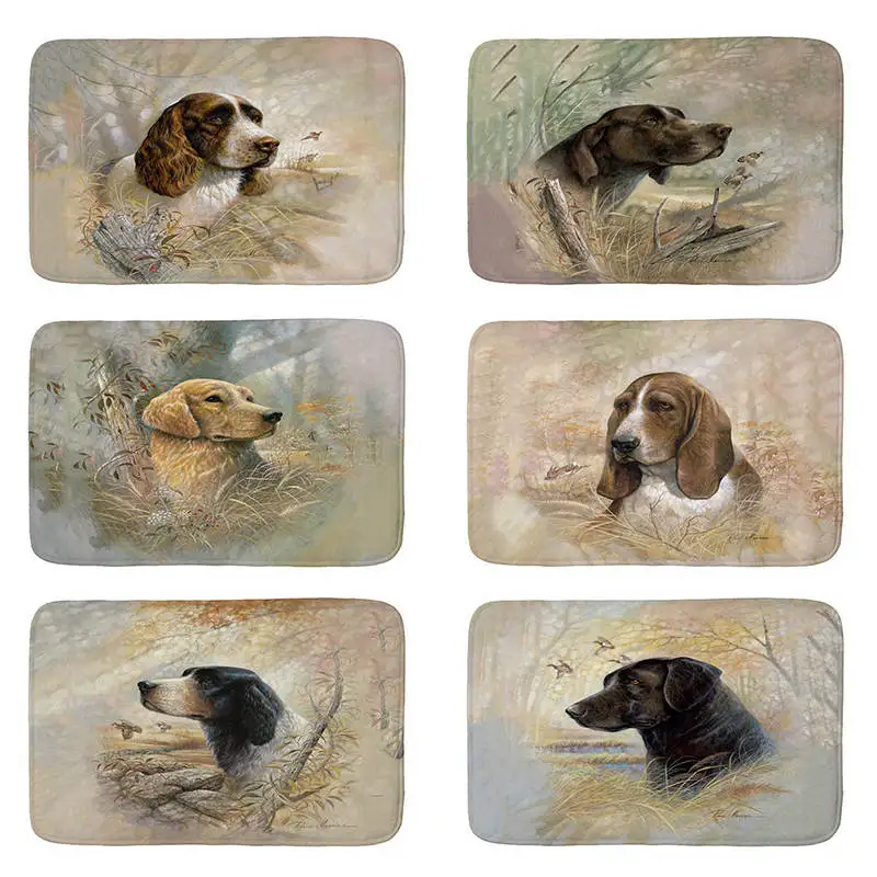 buy Painting Puppy dog printed Flannel Floor Mat Anti Slip Tapete Floor Mats Rugs for Kitchen Doormat welcome mats for front door